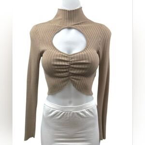 Zara Ribbed Knit Top Long Sleeve And Turtle Neck Size S